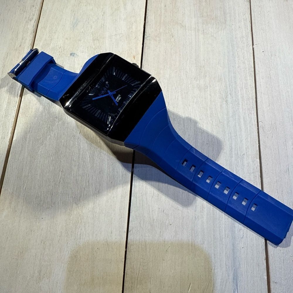 Mens Sbao Sports Watch With Blue Rubber Strap With BlueBlack Dial